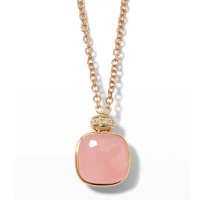 Pomellato Nudo PendantNecklace Rose Quartz & Chalcedony Brown Diamond 42CM - Luce Jewelry