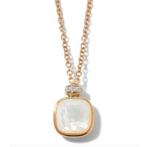 Pomellato Nudo PendantNecklace White Topaz & Mother-Of-Pearl Diamond 70CM - Luce Jewelry