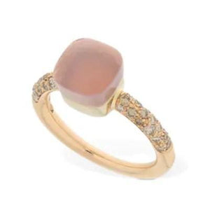 Pomellato Nudo Petit Ring Rose Quartz Brown Diamond - Luce Jewelry