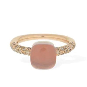 Pomellato Nudo Petit Ring Rose Quartz Brown Diamond - Luce Jewelry