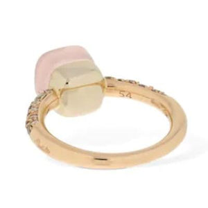 Pomellato Nudo Petit Ring Rose Quartz Brown Diamond - Luce Jewelry