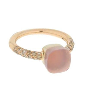 Pomellato Nudo Petit Ring Rose Quartz Brown Diamond - Luce Jewelry