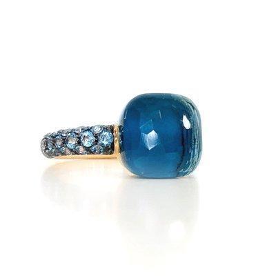 Pomellato Nudo Ring Deep Blue London Blue Topaz Turquoise Blue Topaz - Luce Jewelry