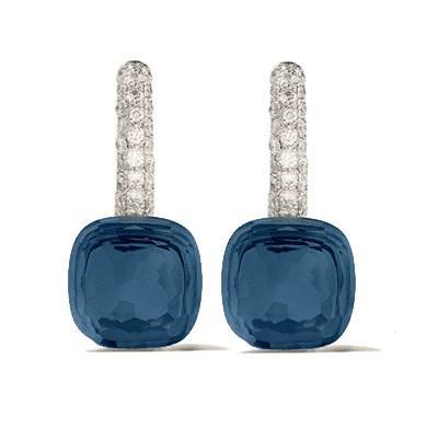 Pomellato Nudo Sway Earrings London Blue Topaz Diamond - Luce Jewelry